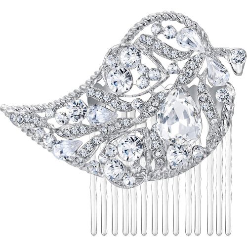 Kal-® Femme Peigne Mariage Bijoux Cheveux Accessoir Marié Soirée Cristal Autrichien Strass Parure Vintage Forme De Feuille