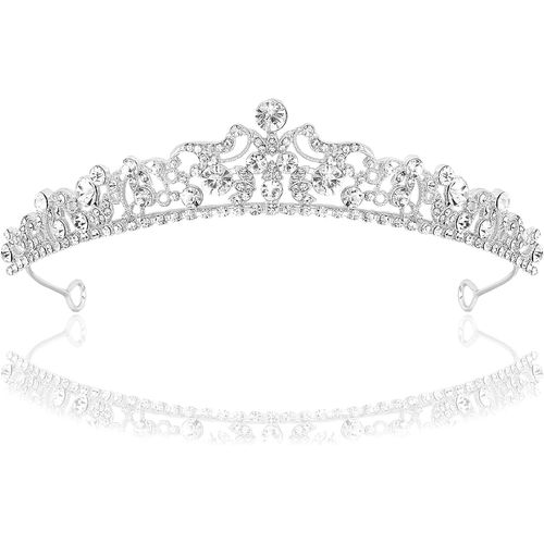 Kal-Couronne Mariage Femme, Couronne Mariage Argent, Tiare Mariages Femme, Couronnes Princesse Adulte, Convient Pour Les Mariages, Les Fiançailles, Les Anniversaires, Les Danses