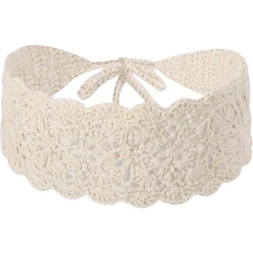 Kal-Bandeau Floral Fait Main En Crochet Vintage Pour Femme (Blanc Ivoire Uni)
