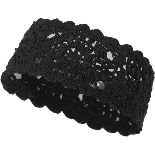 Kal-Bandeau Fait Main En Crochet Pour Femme Avec Fleurs Style Bohème (Noir)
