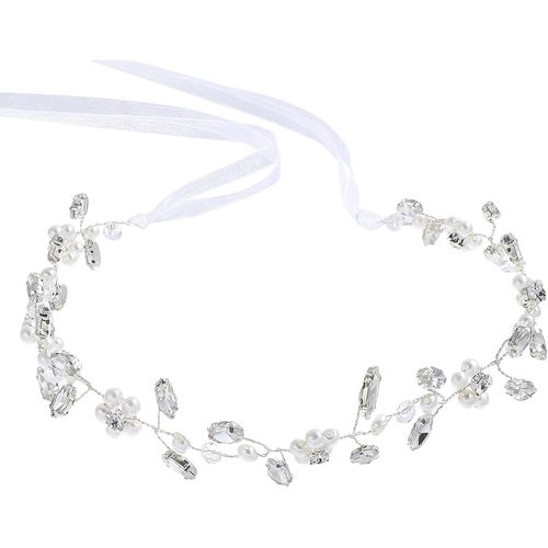 Kal-Bijou De Cheveux Pour Communion Et Fille - Couronne De Fleurs - Bandeau De Fleurs Avec Ruban - Convient Pour La Mariée Et Les Femmes