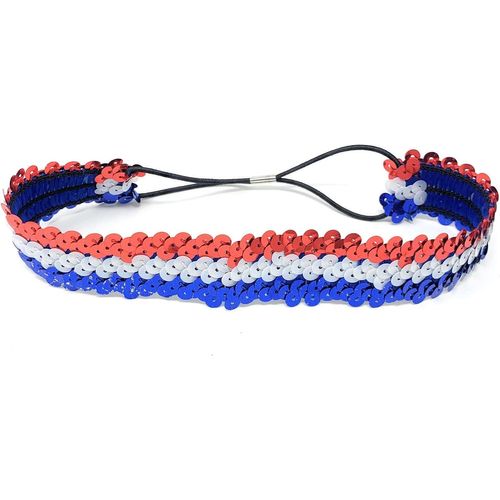 Kal-Bandeau De Déguisement En Polyester À Paillettes Pour Femmes Rouge Blanc Et Bleu 38 X 3 Cm