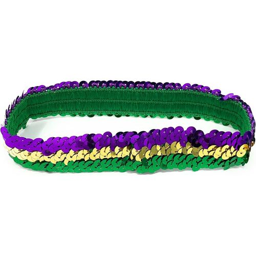 Kal-Bandeau De Déguisement En Polyester À Paillettes Pour Femmes Vert, Or Et Violet 38 X 3 Cm