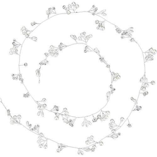 Kal-50 Cm De Fil À Cheveux Pour Mariage, Fleurs - Diadème En Strass, Perles Et Perles De Cristal - Bijou De Cheveux Pour Femme Et Fille, Alliage, Strass Et Perle Synthétique