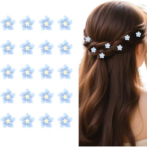 Kal-Lot De 20 Petites Barrettes À Cheveux Avec Mini Fleurs Bleues Pour Femme - Décoration De Mariage Et Robe De Mariée