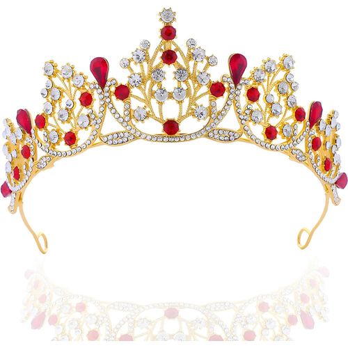 Kal-Tiara Cristal Couronne, Couronne Diademe En Cristal, Couronne Diademe, Tiare Baroque Pour Les Mariages, Bals De Fin D'année, Concours De Beauté,Fêtes De Princesse, Fêtes D'anniversaire