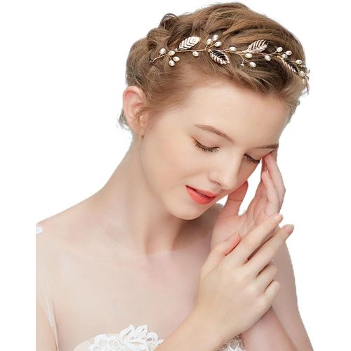 Kal-Bijou De Cheveux Pour Mariée - Couronne De Fleurs - Perles Strass Cristal - Bijou De Cheveux Pour Femme Et Fille
