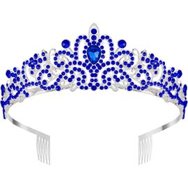 Kal-Couronne Pour Femme Et Fille - Couronne D'anniversaire - Diadème De Princesse - Diadème De Mariage - Diadème Argenté - Couronne D'halloween - Couronne En Cristal Avec Peigne En Strass Pour Bal De