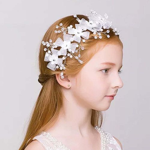 Kal-Couvre-Chef En Cristal Avec Fleurs De Princesse, Bande Pour La Respiration De L'enfant, Perle D'argent, Couvre-Tête De Mariée En Cristal Pour Filles Et Femmes (Style 3)