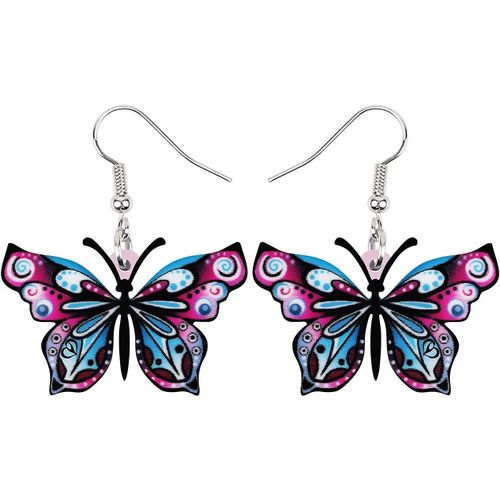 Kal-Acrylique Bright-Colored Butterfly Boucles D'oreilles Dangle Drop Insecte Bijoux Pour Les Femme Filles Charme Cadeaux De Fête