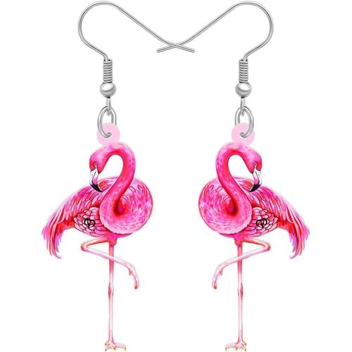 Kal-Boucles D'oreilles Pendantes En Acrylique Flamant Rose Mignon Cadeaux Pour Filles Enfants Bijoux En Forme D'oiseau Pour Les Femmes Charms Les Amoureux Des Oiseaux