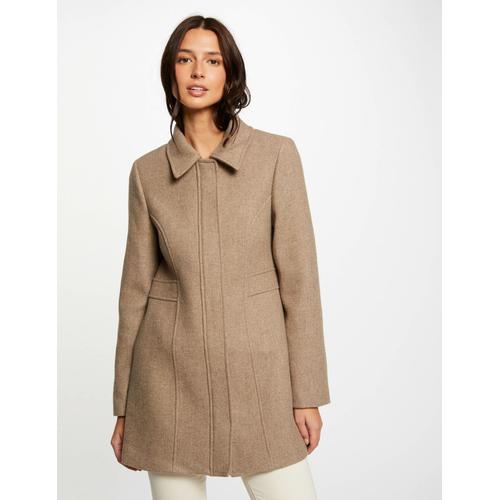 Manteau Cintré Zippé Beige Femme