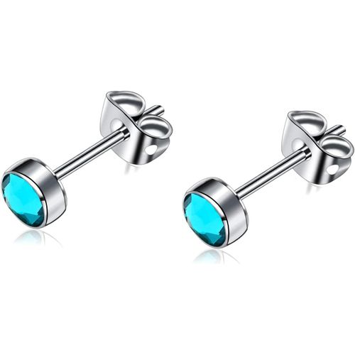 Kal-Boucles D'oreilles En Titane G23 Pour Femmes Filles Boucles D'oreilles Hypoallergéniques En Cristal De Zircone 3mm/4mm/5mm/7mmm Boucles D'oreilles Pour Oreilles Sensibles