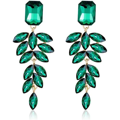 Kal-Boucles D'oreilles Femme Cristal Multiples Feuilles Forme Marquise Pendantes Boucles D'oreilles Hypoallergénique Bijoux Cadeau