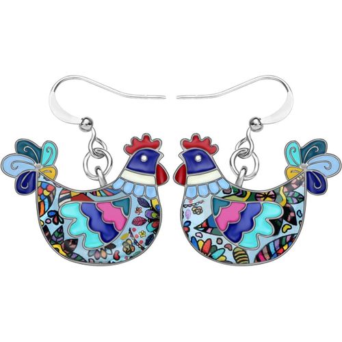 Kal-Cadeaux Poulet Cute Boucles D'oreilles Poulet En Émail Bijoux Dangle Pour Femme Filles