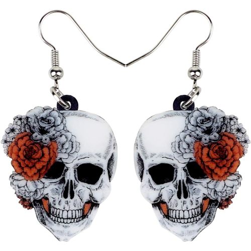 Kal-Cute Halloween Crâne De Sucre Skull Boucles D'oreilles Femme Fille Bijoux Acrylique Tete De Mort Decor Idee Cadeau Jour Des Morts Decoration