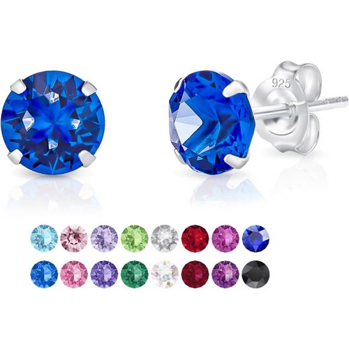 Kal-Swaroski Boucles D'oreilles Argent Pour Femme Et Homme - Bijoux Clou Oreille - Diamètre: 6 Mm