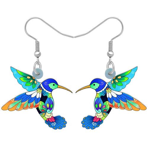 Kal-Boucles D'oreilles Pendantes En Acrylique Mignon Colibri Oiseaux Bijoux Pour Les Femmes Cadeaux Charms