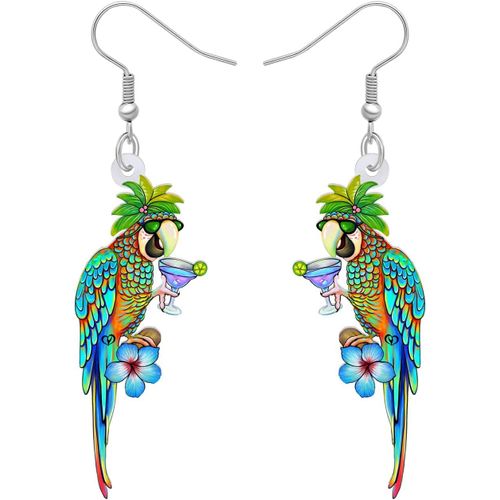 Kal-Boucles D'oreilles Perroquet Ara En Acrylique Hawaïens Oiseaux Boucles D'oreilles Femme Fille Anime Cadeaux D'été