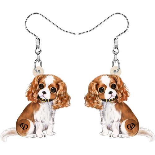 Kal-Acrylique Cavalier King Charles Spaniel Chien Boucles D'oreilles Pendants Anime Chiot Animaux Bijoux Cadeaux Pour Femmes Filles Enfants Charms