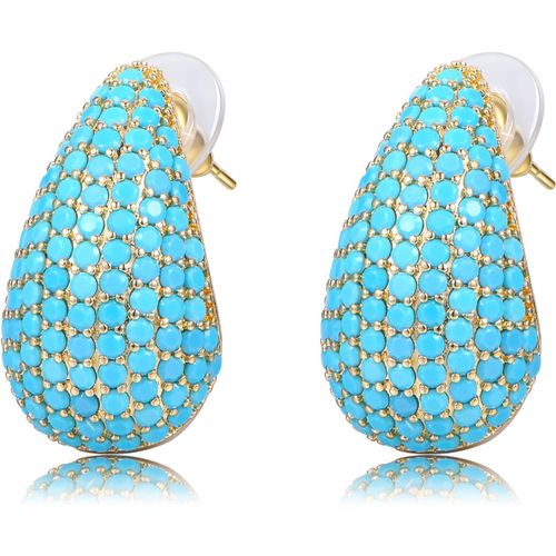 Kal-Boucles D'oreilles En Or Pour Femmes - Zircon Cubique, Forme De Goutte D'eau, Plaquées Or