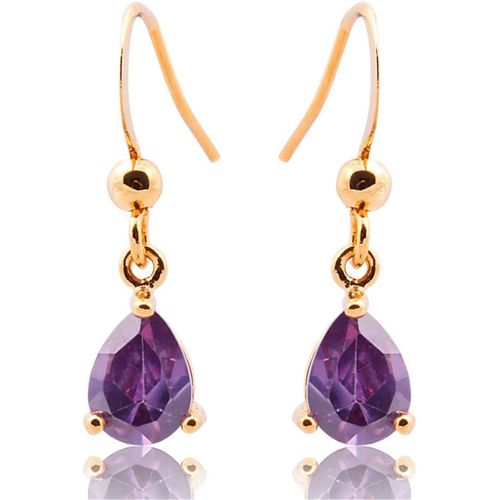 Kal-Dangle Drop Boucles D'oreilles Avec Coupe De Poire Cz [8 Couleurs Disponibles] En Plaqué Or Jaune,Simple Moderne Élégant