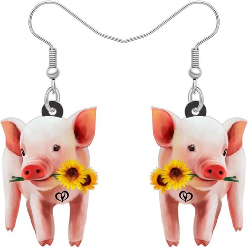 Kal-Boucles D'oreilles Cochon En Acrylique Rose Charms Cadeaux Pour Les Amoureux Des Cochons Femme Fille Party Favors Bijoux