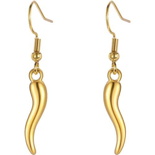 Kal-Boucles D'oreilles Cornicello En Forme De Corne Italienne Pour Femme - Amulette Porte-Bonheur - Bijoux De Protection En Acier Inoxydable - Boucles D'oreilles Pendantes