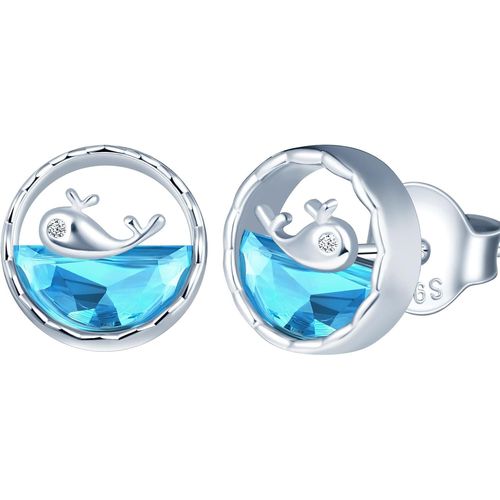Kal-Femmes Filles Collier Et Boucles D'oreilles De Baleine En Argent 925 Pendentif Cristal Mignon Clous D'oreilles Créatif Serti De Cristal Parures De Bijoux Fantaisie De Mariage Elégant