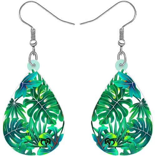 Kal-Boucles D'oreilles Feuilles Palmier Acrylique Pendentif Pendants Boucles D'oreilles Acrylique Feuilles Palmier Pour Femmes Filles Enfants Charms Hawaii Cadeaux Décoration
