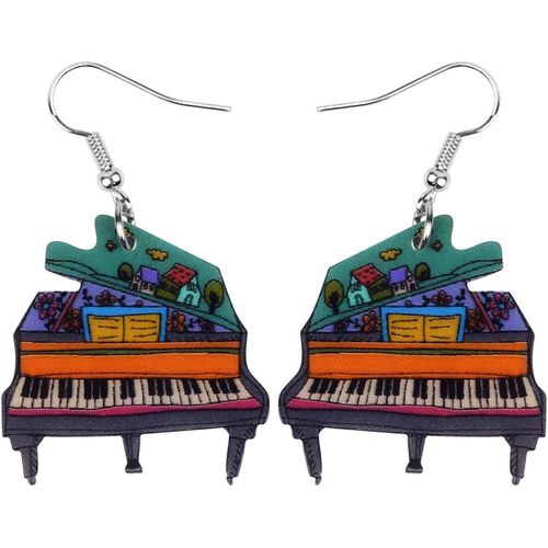 Kal-Weveni Boucles D'oreilles Pendantes En Acrylique Avec Piano, Pour Femme, Fille, Cadeau De Fête Unique