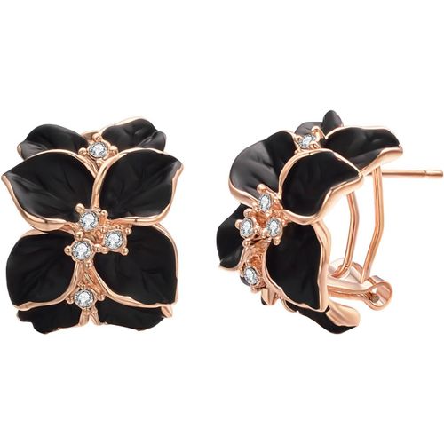 Kal-Femme Boucle Oreille Ear Cuff Noir Fleur Zirconium Piercing Boucle D'oreille Fantaisie Bijoux