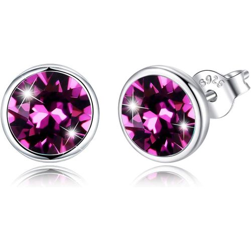 Kal-Classique Rondes Autriche Cristal Boucles D'oreilles, Boucles D'oreilles En Argent Sterling 925, Cadeaux De Mariage D'anniversaire D'anniversaire Pour Femmes, Boîte À Bijoux Élégante