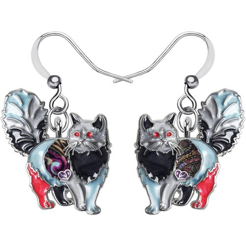 Kal-Boucles D'oreilles Pendantes En Émail Alliage Mignon Floral Chat Chaton Animaux De Compagnie Cadeaux Pour Les Femmes Amoureux Des Chats Charms