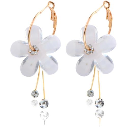 Kal-1 Paire De Boucles D'oreilles À Fleurs Blanches, Boucles D'oreilles À Fleurs Exquises Pour Filles À La Mode, Boucles D'oreilles À Fleurs Pour Femmes, Fiançailles, Fête, Bal, Cadeau De Mode