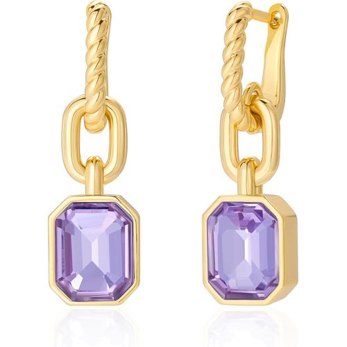 Kal-Boucles D'oreilles Créoles En Cristal Doré Pour Femme, Plaqué Or 14 Carats Hypoallergénique Avec Pierre De Naissance Huggie Boucles D'oreilles Bijoux Cadeaux Pour Femmes Filles