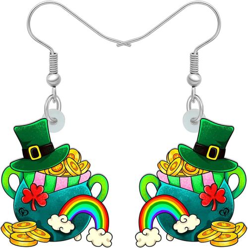 Kal-Boucles D'oreilles Pendantes En Acrylique Fortune St. Patrick's Day Cadeaux Pour Femmes Filles Chapeau De Trèfle Irlandais Mignon Bijoux Pour Décorations De Fêtes