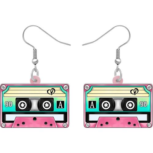 Kal-Boucles D'oreilles Cassettes Tape Vintage En Acrylique Dangle Vieux Caméra Radio Bijoux Nouveauté Cadeaux Pour Femme Filles Charms Accessoires