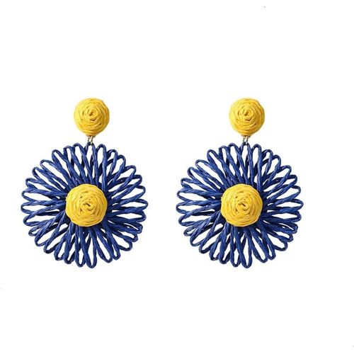 Kal-Boucles D'oreilles En Paille Faites À La Main Pour Femmes Bohème Style Hawaïen Boucles D'oreilles En Raphia Earrings Dangle Boucles D'oreilles Pour Filles Femmes