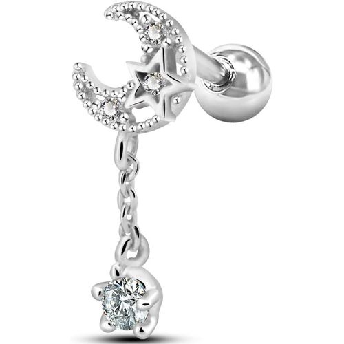 Kal-Piercing Helix Oreille 16g Piercing Cartilage En Acier Chirurgical 316l Lune Avec Zircone Cubique Piercing Tragus Boucles D¿Oreilles Femme Fille Piercing Conch Anneau Bijoux Piercing 6mm