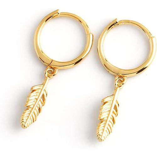 Kal-Boucles D'oreilles Créoles Délicates En Forme De Plume Pour Femmes Et Filles En Argent Sterling S925 Avec Breloques - Boucles D'oreilles Pendantes Pendantes - Bijoux Personnalisés - Cadeau Délica