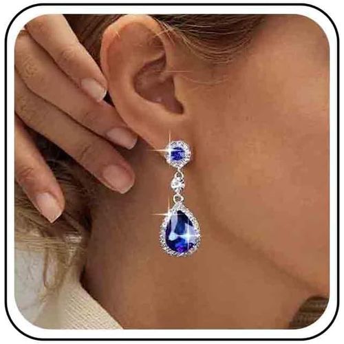 Kal-Boucles D'oreilles Gouttes Cristal Boucles D'oreilles Gouttes Cristal Boucles D'oreilles Pendantes Cristal Cz Boucles D'oreilles Mariage Bijoux Pour Femmes Et Filles