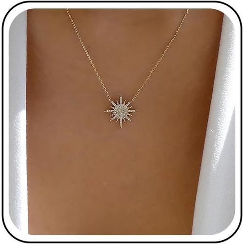Kal-Collier Pendentif Soleil En Cristal Boho Collier Ras-De-Cou En Strass Collier Ras-De-Cou En Or Collier Ras-De-Cou En Cristal Pave Cz Collier Ras-De-Cou En Zircone Cubique Collier Bijoux Pour