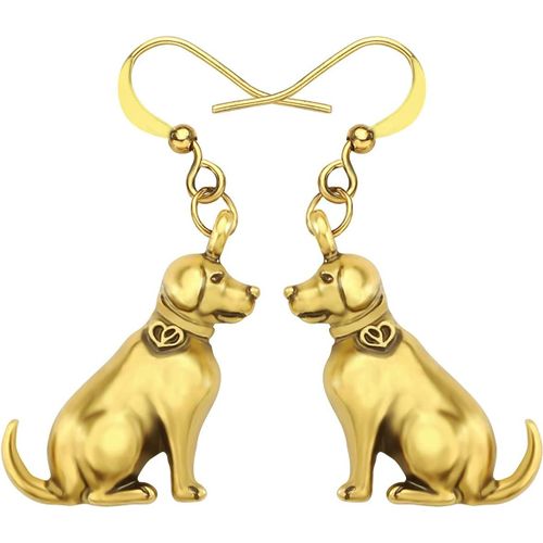 Kal-Cute Labrador Retriever Boucles D'oreilles Pour Animaux De Compagnie - Bijoux Tendance Plaqué Or - Pour Femme Et Fille