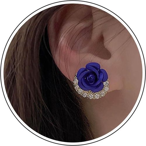 Kal-Boucles D'oreilles En Zirconium Cubique Fleur De Rose Boucles D'oreilles Petites Roses Rouges Boucles D'oreilles Fleurs À Texture Mate Boucles D'oreilles Fleurs De Rose Pour Les Femmes Et Les Fil
