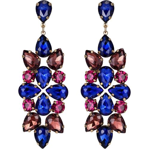 Kal-Boucles D'oreilles Suspendues En Cristal Multi Goutte D'eau Scintillante Pour Femme