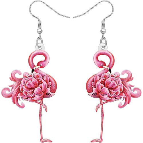 Kal-Boucles D'oreilles Pendantes En Acrylique Mignon Flamant Rose Oiseaux Tropicaux Animaux Nouveauté Flamingo Bijoux Pour Femmes Filles Amoureux Des Oiseaux Charms Hawaïens Cadeaux