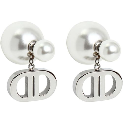 Kal-Boucles D'oreilles Perles Pour Femme,Parure Bijoux Lettre,Bijoux De Mode Pour Femmes,Boucle D¿Oreille Cadeau Pour Femme Fille(Argent)