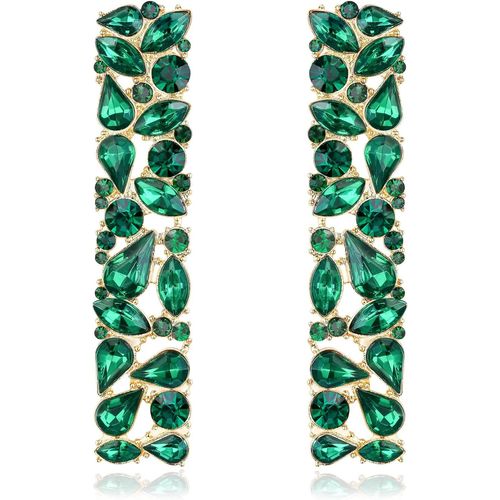 Kal-Boucles D'oreilles Femme Or Rectangulaires Strass Géométrique Étincelant Cristal Carré Longue Larme Goujons