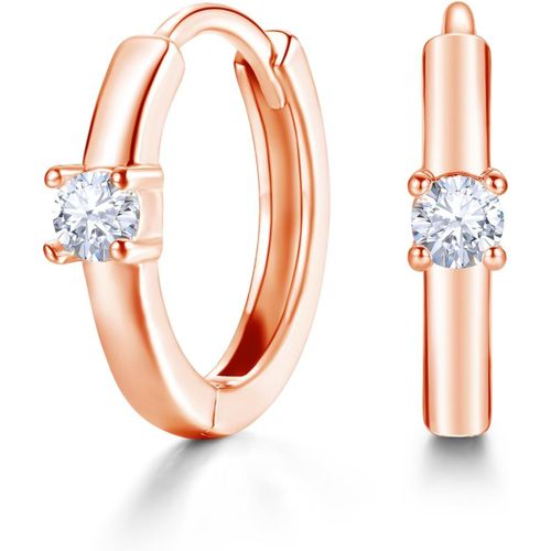 Kal-Boucles D'oreilles Créoles En Argent 925 Pour Femme - En Argent Sterling 925 - Étoile - Rondes - Petites Créoles Avec Zircone Cubique - Hypoallergéniques - Pour Cartilage - Bijoux Pour La